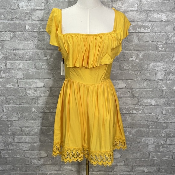 Lovers + Friends Yellow Ruffled Strapless Mini Sundress - Picture 1 of 10